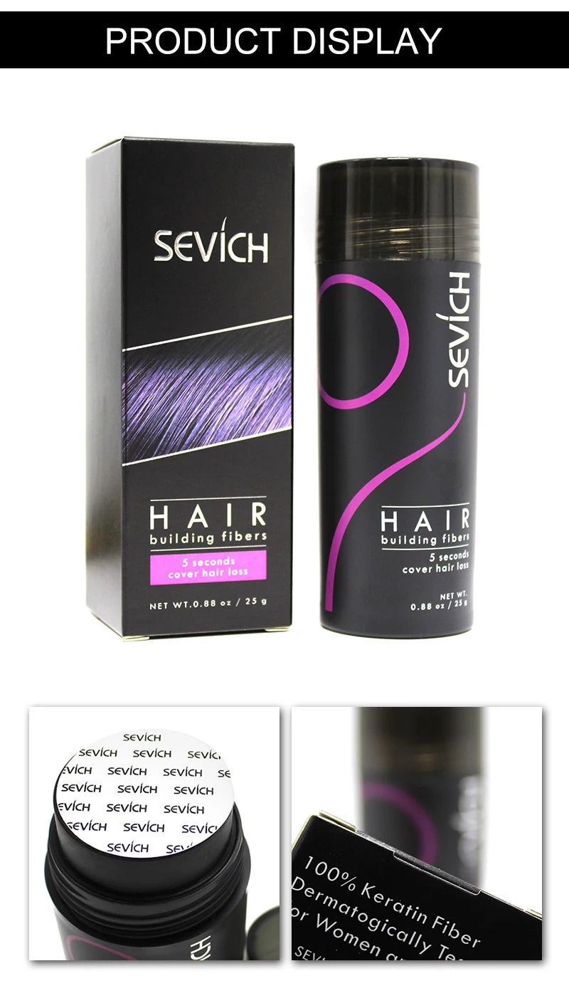 Sevich Hair Fiber Building Thin Loss Concealer Spray Refill Keratin Fibers Hair Powder Styling 25g 10 Colors Anti Hair Loss