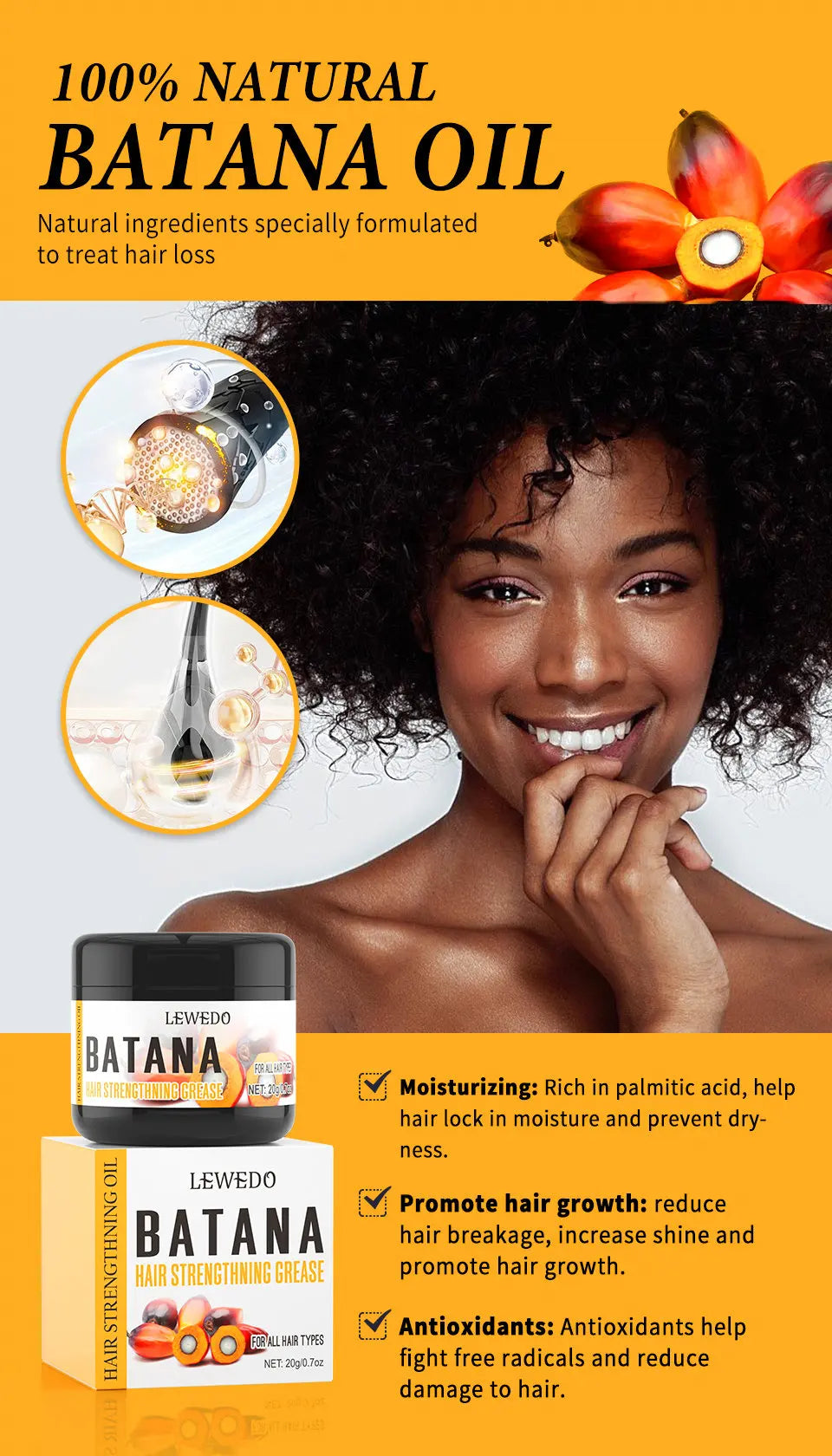 100% Pure Batana Hair Care Oil Hair Growth Oil For Natural Treatment Nourish Reduce Hair Loss Anti-Breakage Hair Thickn Products
