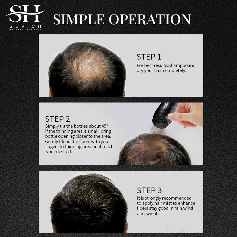 Sevich Hair Fiber Building Thin Loss Concealer Spray Refill Keratin Fibers Hair Powder Styling 25g 10 Colors Anti Hair Loss