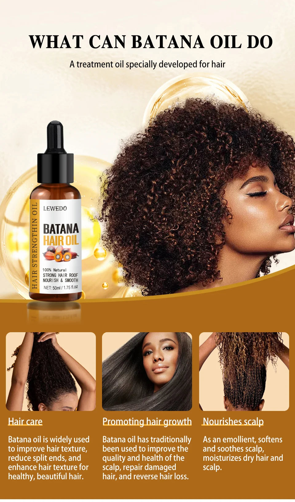 100% Pure Batana Hair Care Oil Hair Growth Oil For Natural Treatment Nourish Reduce Hair Loss Anti-Breakage Hair Thickn Products